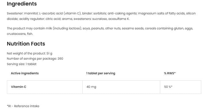 Vitamin C Kids | Lozenges 360 Sublingual tablets - Nutra Best Europe