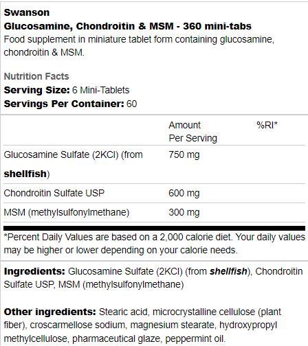Glucosamine, Chondroitin & MSM | Mini Tablets - 360 Tablets - Nutra Best Europe