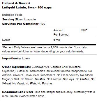 Lutigold | Lutein 6 mg - 100 capsules - Nutra Best Europe