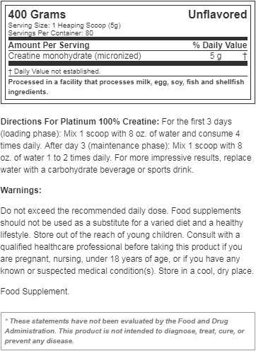 Platinum Creatine - 200 grams - Nutra Best Europe