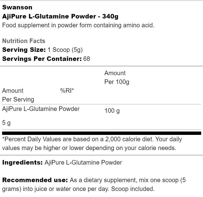 AjiPure L-Glutamine Powder 340 grams - Nutra Best Europe