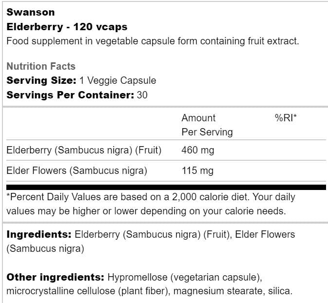 Elderberry 575 mg 60 capsules - Nutra Best Europe