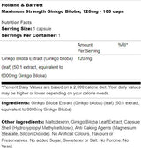 Maximum Strength Ginkgo Biloba 120 mg - 100 capsules - Nutra Best Europe