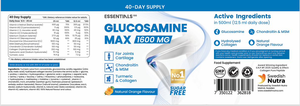 Glükózamin MAX 2-es típusú kollagénnel, MSM-mel, kondroitinnal (40/20 adag, 500 ml)
