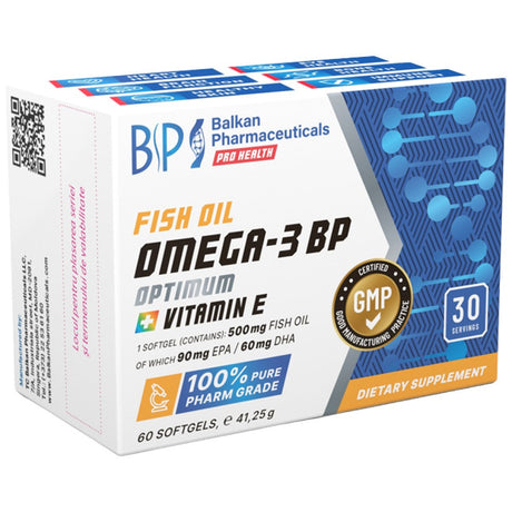 Omega-3 BP Optimum | With Vitamin E - 60 Gel capsules - Nutra Best Europe