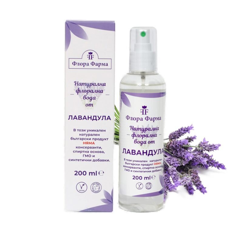 Természetes virágos levendulavíz - 200 ml - 100% TERMÉSZETES ÖSSZETÉTEL FLORA PHARMA
