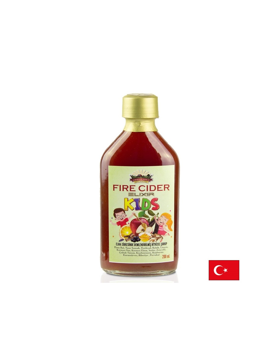 Immunerősítő elixír gyerekeknek – almaecet mézzel és gyógynövényekkel, 200 ml