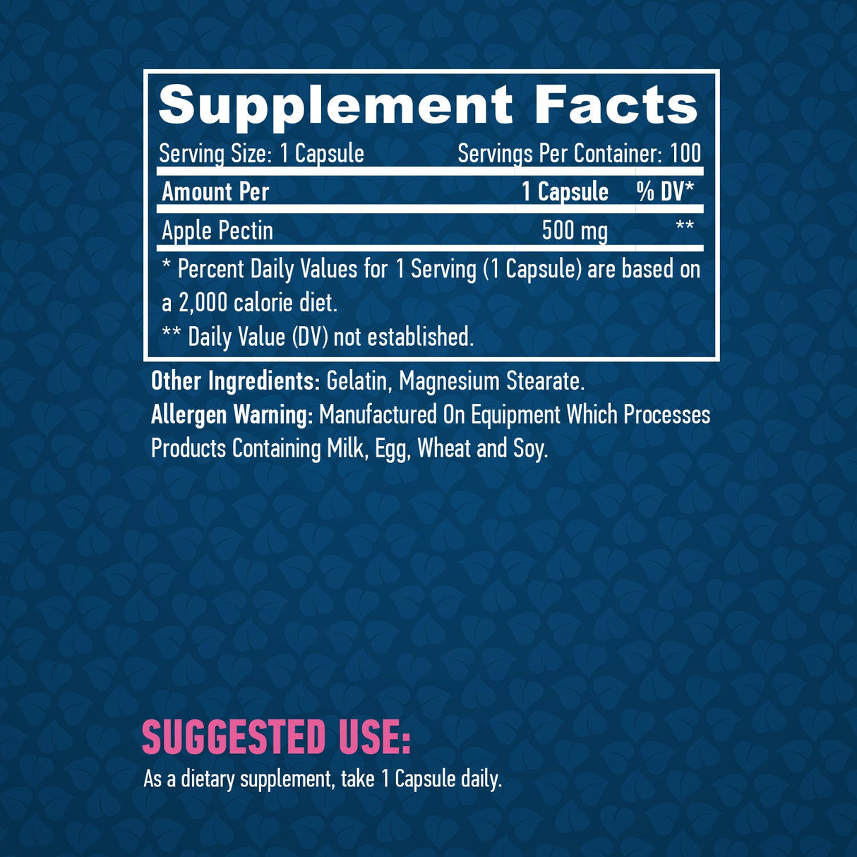 Apple Pectin 500mg / 100 Caps - Nutra Best Europe