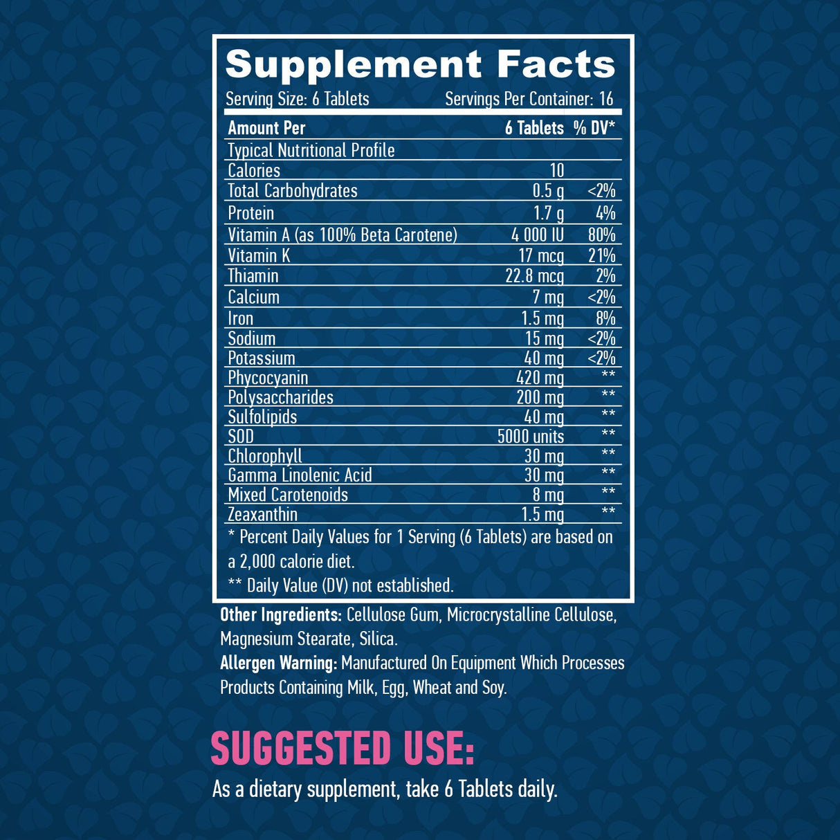 All Natural Spirulina 500mg. / 100 Tabs. - Nutra Best Europe