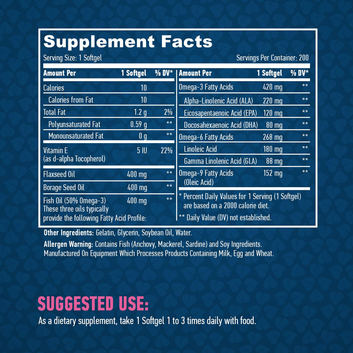 Omega 3-6-9 / 200 Softgels - Nutra Best Europe