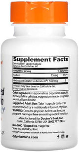 Hydrolyzed Keratin 500 mg | with KeraGLO® - 60 capsules - Nutra Best Europe