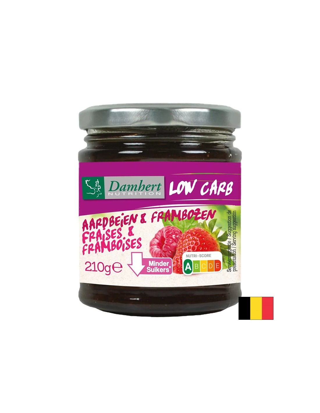 Alacsony cukor- és szénhidráttartalmú málna-eper lekvár, 210 g