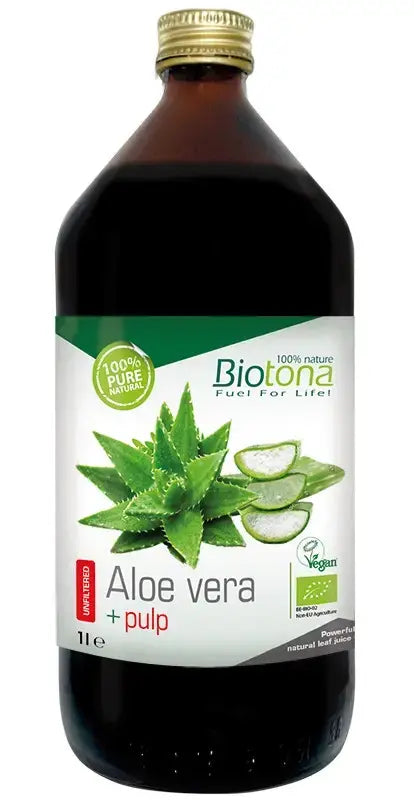 Organic Aloe Vera juice with pieces, 1000 ml., Biotona Aloe Vera Pulp - Nutra Best Europe