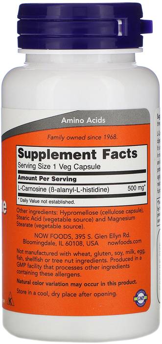 L-Carnosine 500 mg - 50 capsules - Nutra Best Europe