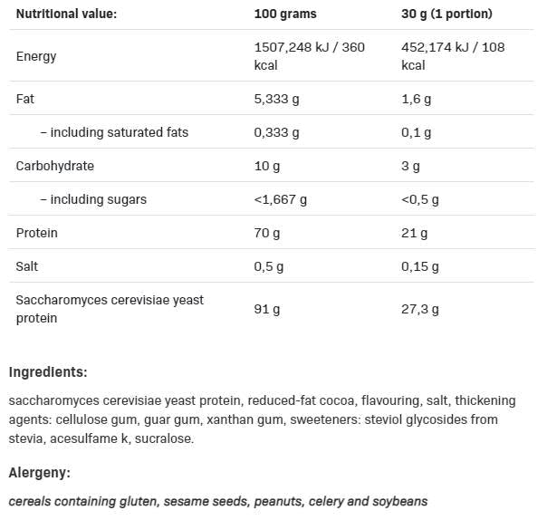 Yeast Protein - Vegan Protein - 500 grams - Nutra Best Europe