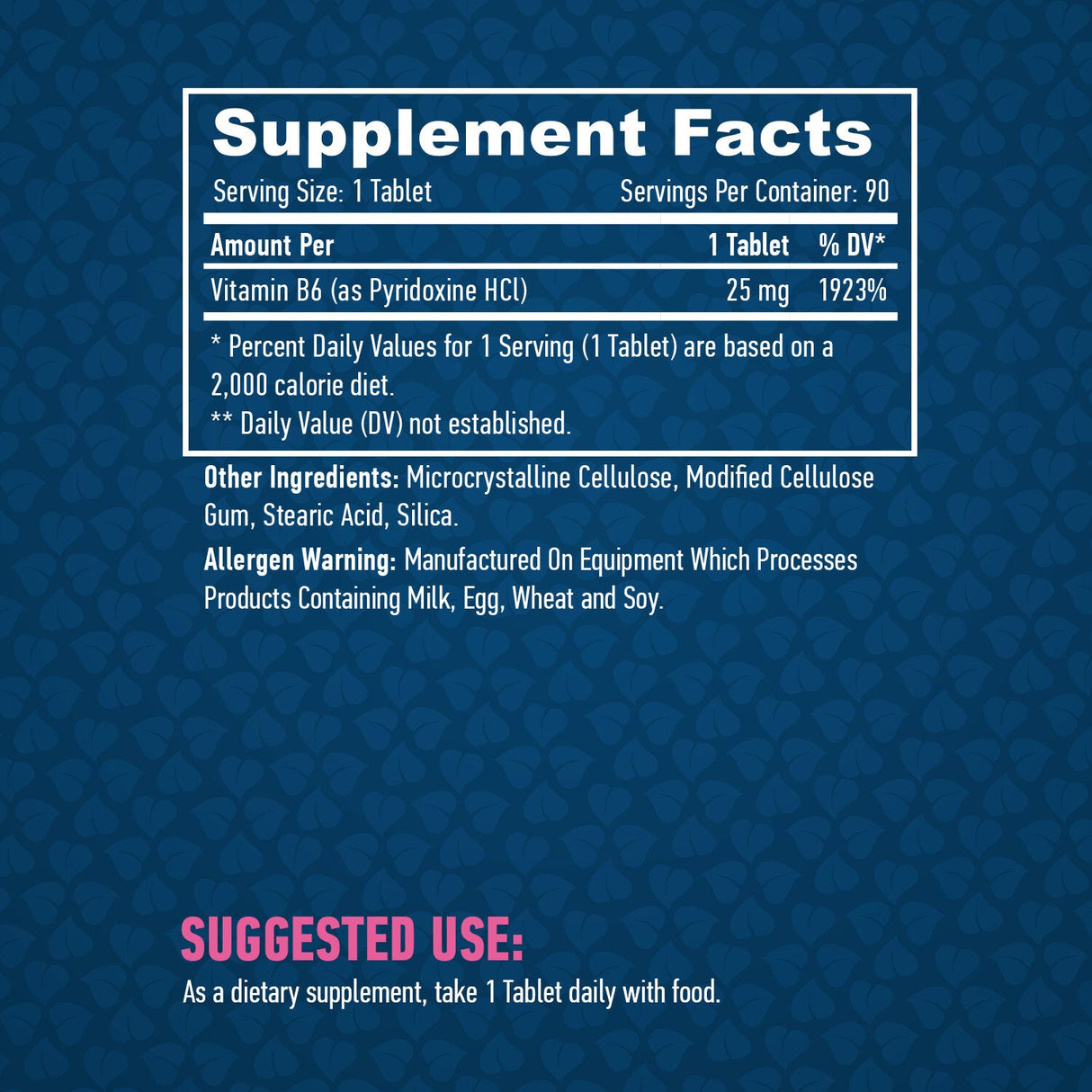 Vitamin B6 / 25mg. / 90 Tabs. - Nutra Best Europe