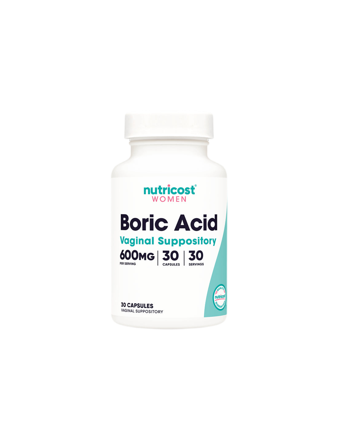Vaginal infections - Boric acid, 600 mg x 30 vaginal capsules Nutricost - Nutra Best Europe