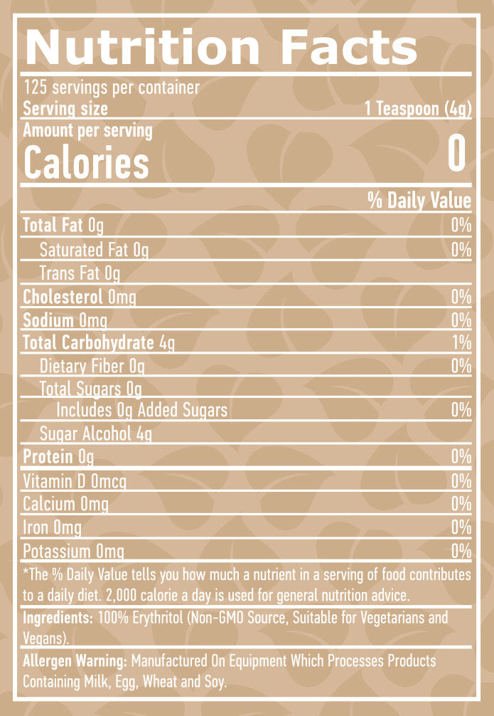 100% Natural Erythritol - 0.500 kg - Nutra Best Europe