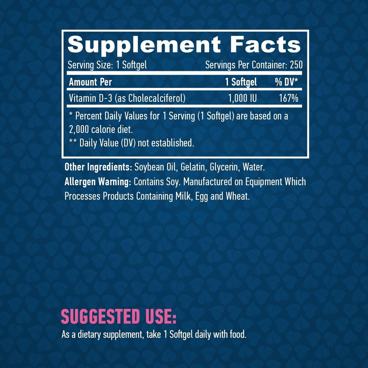 Vitamin D-3 / 1000 IU / 250 Softgels - Nutra Best Europe