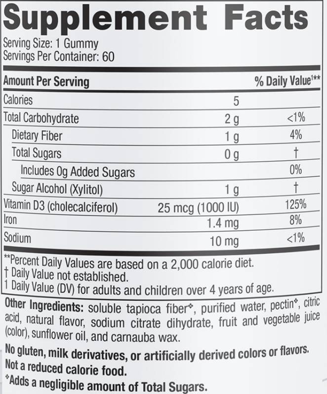 Vitamin D3 Zero Sugar 1000 IU - 60 gummies - Nutra Best Europe
