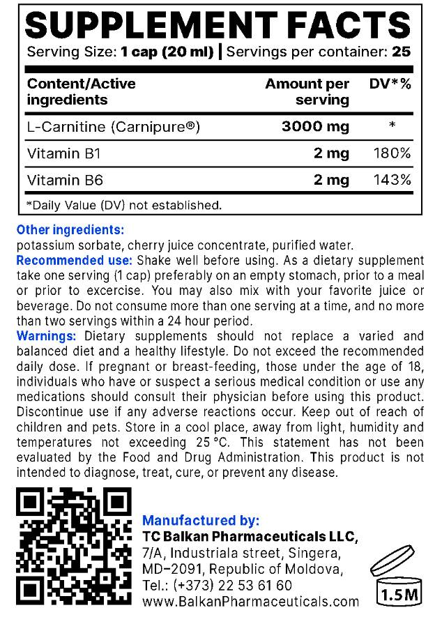 Liquid L-Carnitine BP| Carnipure® - 500 ml - Nutra Best Europe