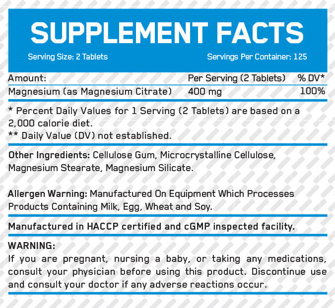 Magnesium Citrate 200mg / 100 Tabs. - Nutra Best Europe