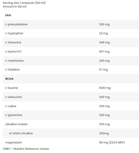 EAA Amino Shot - 120 ml - Nutra Best Europe
