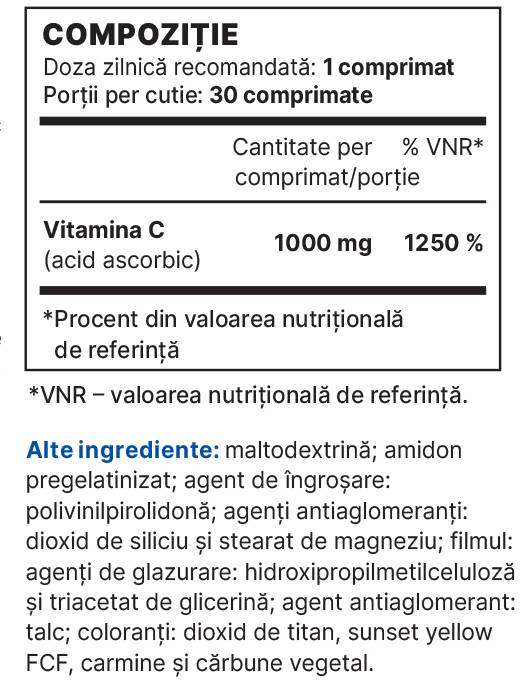 Vitamin C 1000 mg - 30 Tablets - Nutra Best Europe