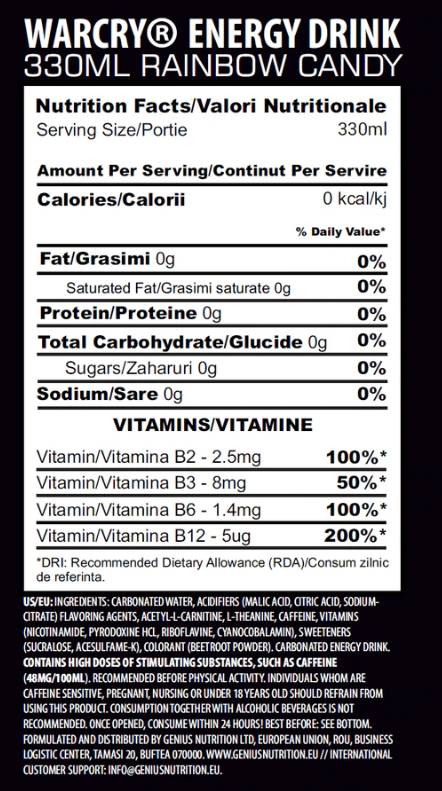 WarCry Energy Drink - 330 ml - Nutra Best Europe