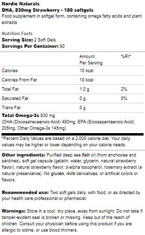 DHA 830 mg - 180 Gel capsules - Nutra Best Europe