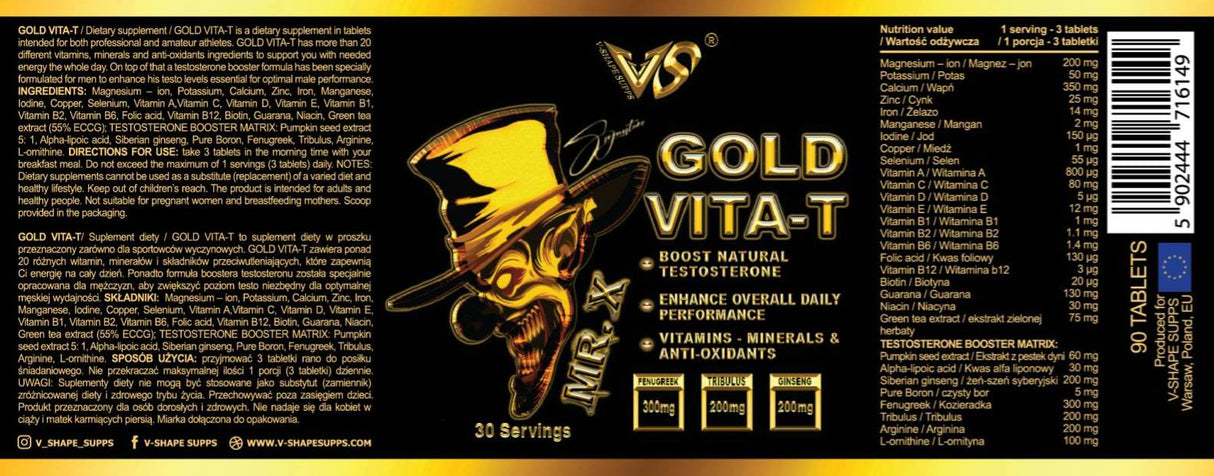 Mr. X Gold Vita-T 90 Tablets - Nutra Best Europe