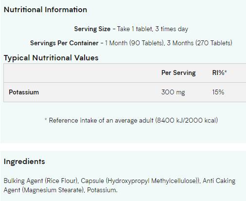 Potassium 90 Tablets - Nutra Best Europe