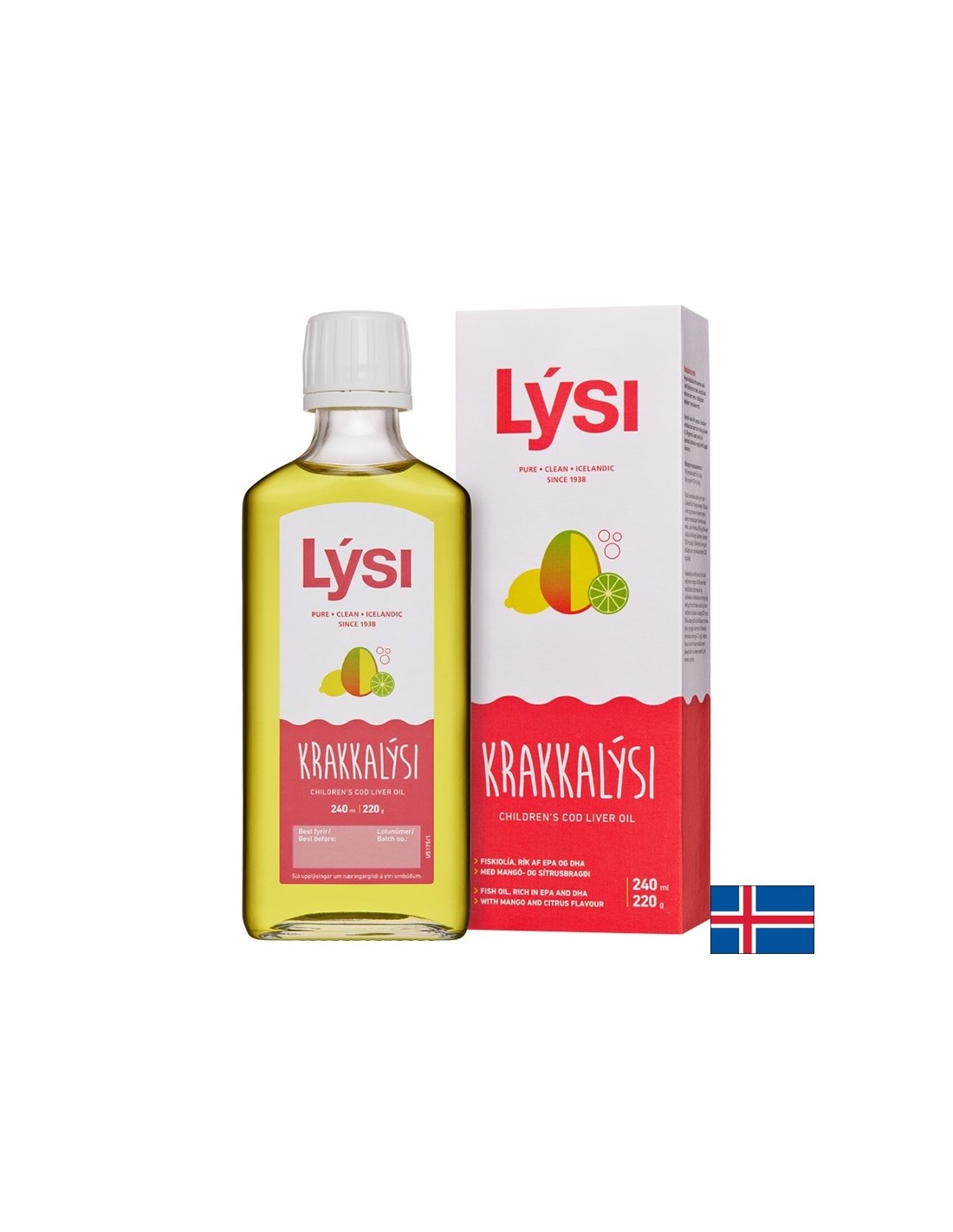 Omega-3 gyerekeknek és felnőtteknek 2390 mg (izlandi csukamájolaj), 240 ml, mangó és citrus ízesítéssel