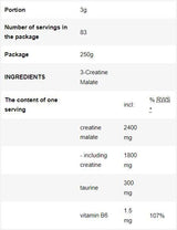 3 kreatin-malát | Tri-Creatine Malate Por - 250 gramm