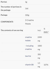 3 kreatin-malát | Tri-Creatine Malate Por - 500 gramm