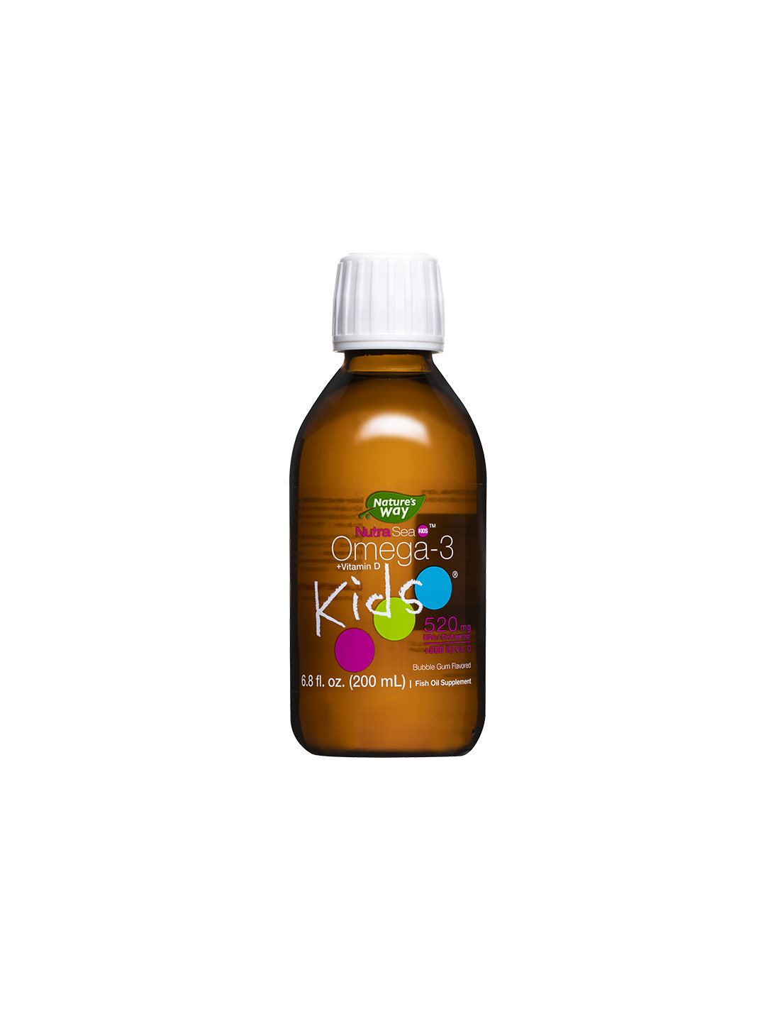Omega-3 + D3-vitamin gyerekeknek - NutraSea Kids - Jól emészthető folyékony formula, 200 ml, gumi ízzel