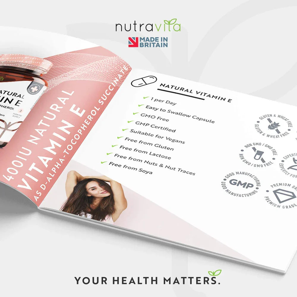 Natural Vitamin E 400IU 90 Vcaps - Nutra Best Europe