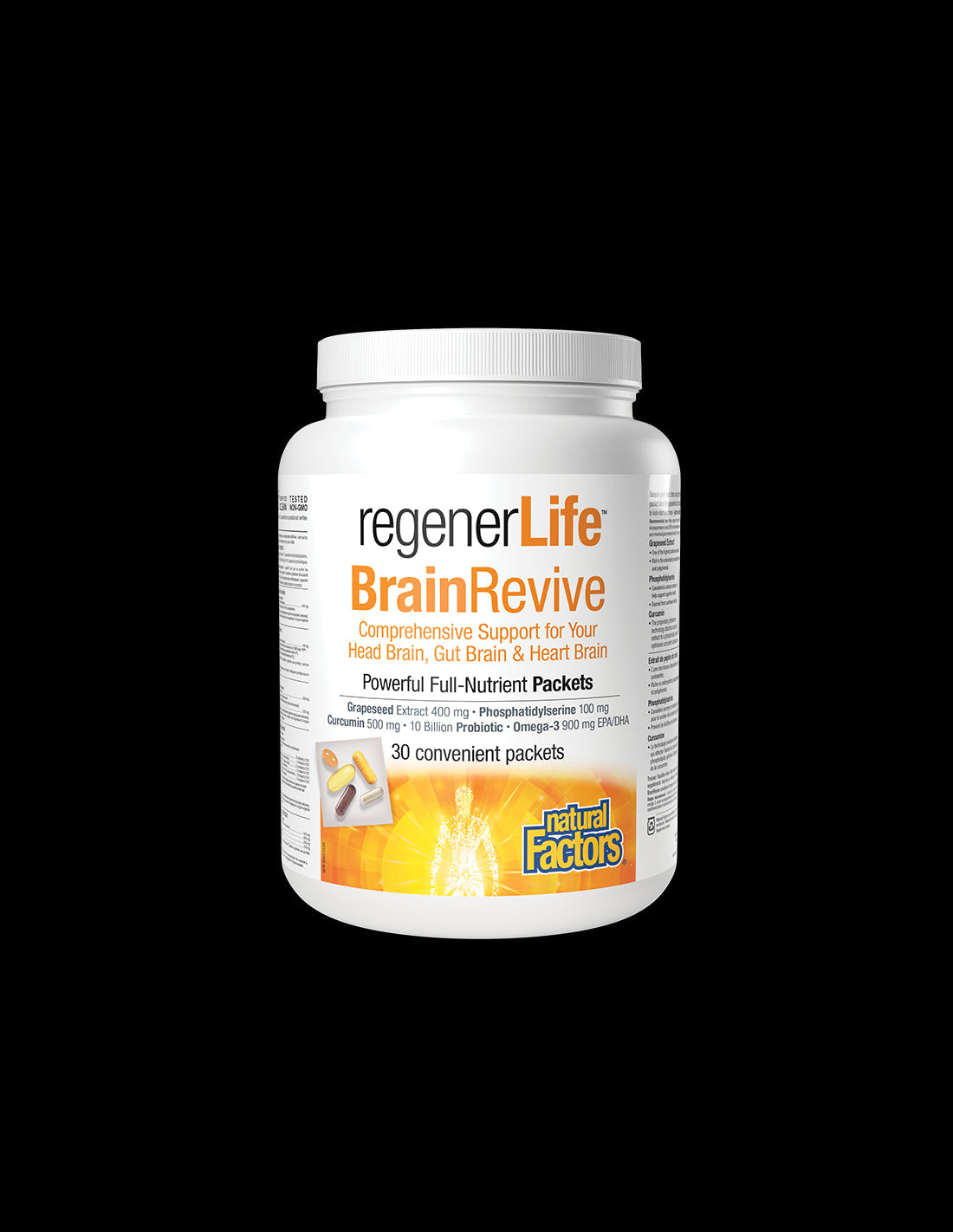 30 Day Program to Support Cognitive and Brain Health - Regener Life™ BrainRevive, 30 Individually Wrapped Natural Factors Packets - Nutra Best Europe