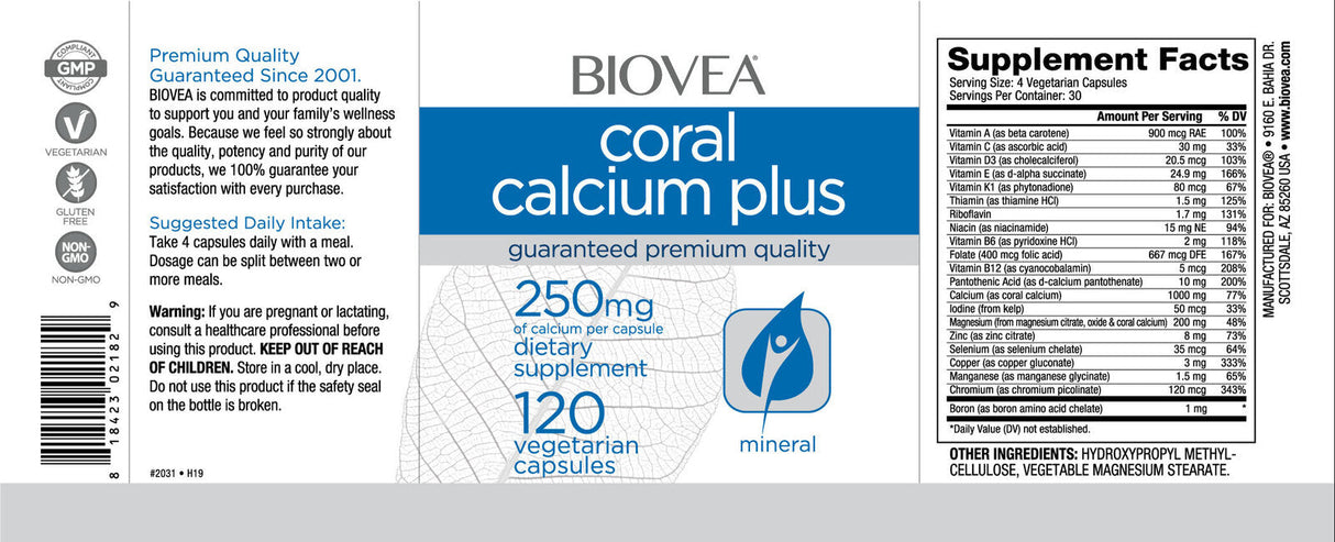 Coral Calcium Plus 1000 mg / 120 Caps - Nutra Best Europe