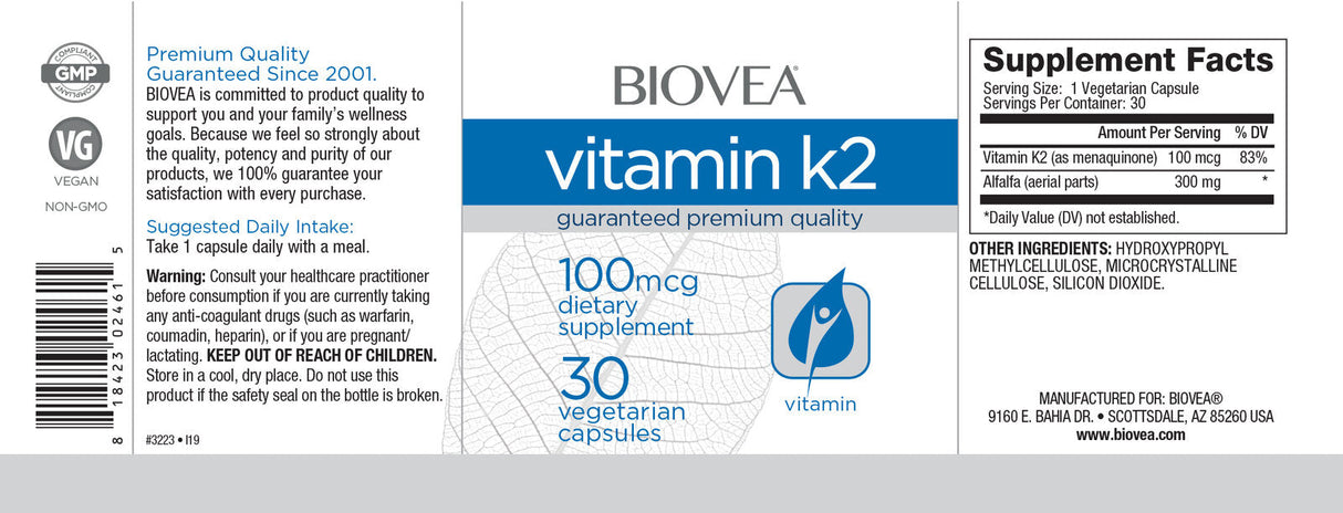 Vitamin K2 100 mcg / 30 Caps - Nutra Best Europe