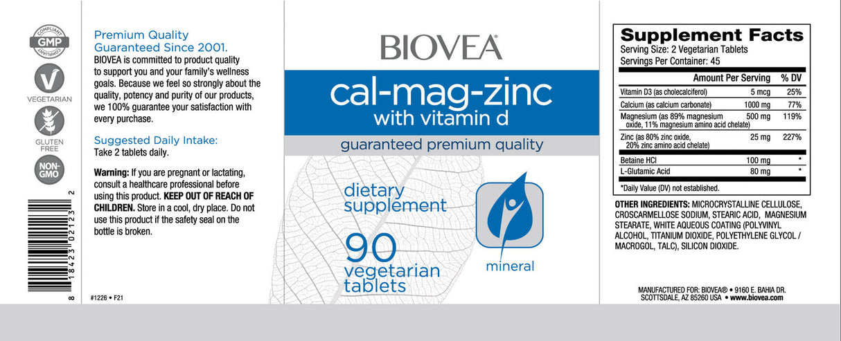 Cal-Mag-Zinc + Vitamin D / 90 Tabs - Nutra Best Europe