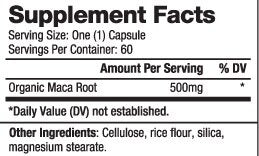 MACA Organic 500 mg / 60 Caps - Nutra Best Europe