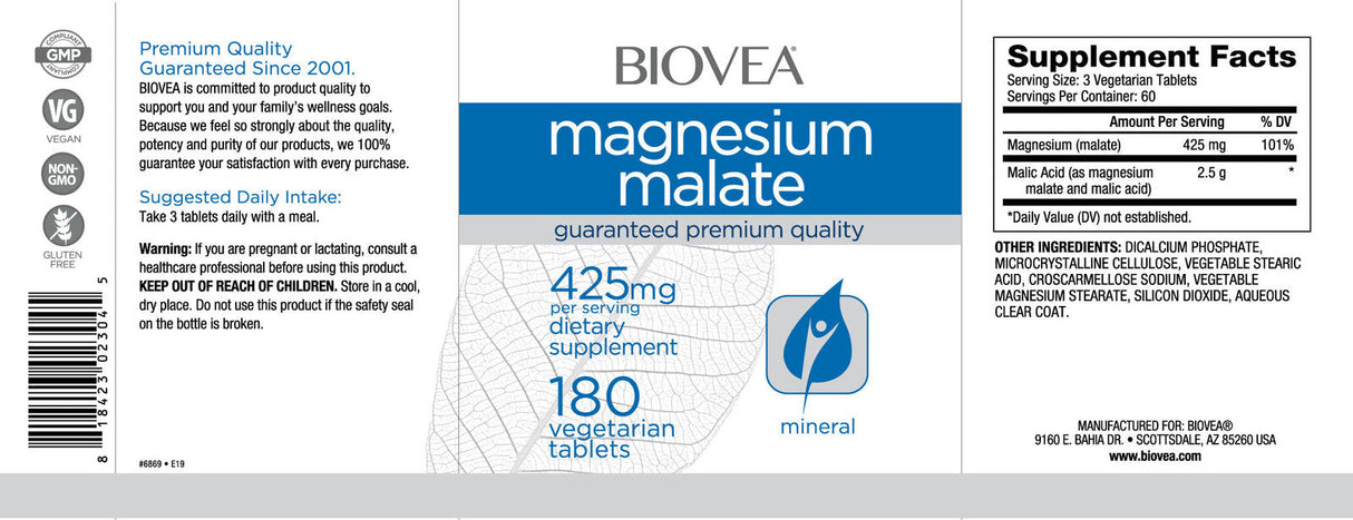 Magnesium Malate 425 mg / 180 Tabs - Nutra Best Europe