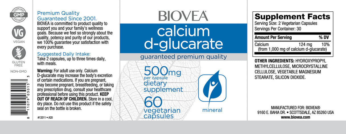 Calcium D-glucarate 500 mg / 60 Caps - Nutra Best Europe