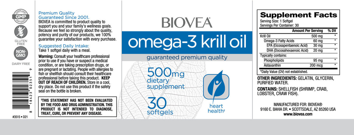 Omega-3 Krill Oil 500 mg / 30 Softgels - Nutra Best Europe