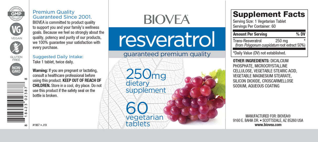 Resveratrol 250 mg / 60 Tabs - Nutra Best Europe