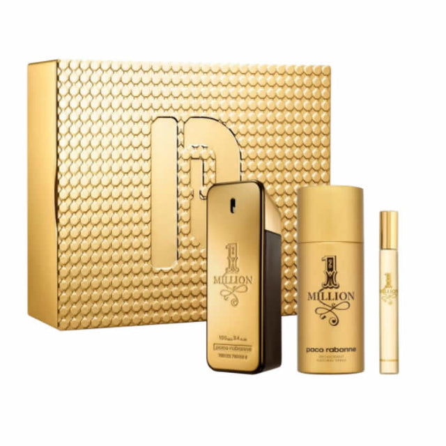 Paco Rabanne 1 Million Eau De Toilette Spray 100ml Set 3 Pieces - Nutra Best Europe