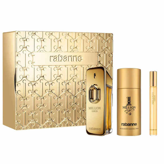 Rabanne Million Gold Eau de Parfum Intense Spray 100ml Set 3 Pieces - Nutra Best Europe
