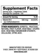 Vitamin B12 500 Methylcobalamin Fast Dissolve / 100 Tabs - Nutra Best Europe