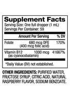 Vitamin B12 and Folic Acid Drops 1000 mcg / 60 ml - Nutra Best Europe
